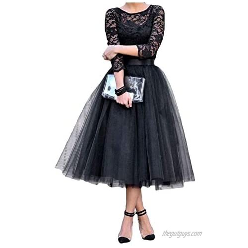 CongYunGe Women's A-Line Tea Length Sleeve Lace Prom Dress Cocktail Party Dress