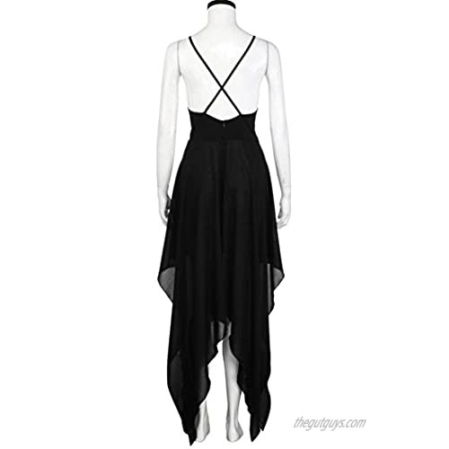Hemlock Women Loose Deep V Dress Long Cocktail Party Dress (XXL Black)