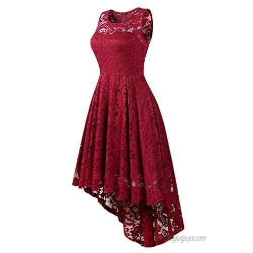 Women Vintage Floral Lace Bridesmaid Dress 3/4 Sleeve/Sleeveless Cocktail Party Swing Dresses