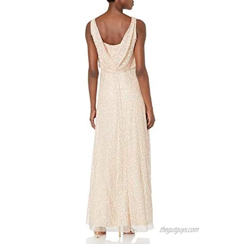 Adrianna Papell Women's Beaded Lace Popover Gown
