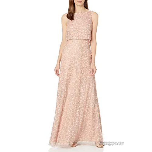 Adrianna Papell Women's Beaded Lace Popover Gown