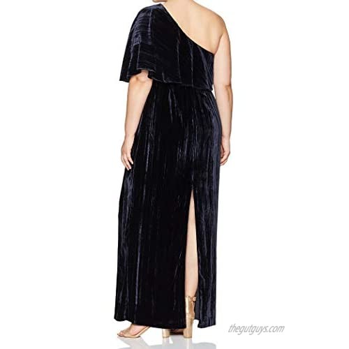 Adrianna Papell Women's Long Velvet One Shoulder Dress