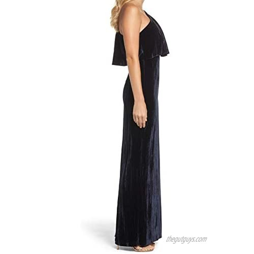 Adrianna Papell Women's Long Velvet One Shoulder Dress