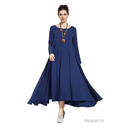 Anysize Single-Layer Expansion Linen Cotton Dress Spring Summer Plus Size Dress Lithesome 1.1 lbs Y93S