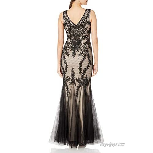Cachet Women's Embroidered Tulle Gown