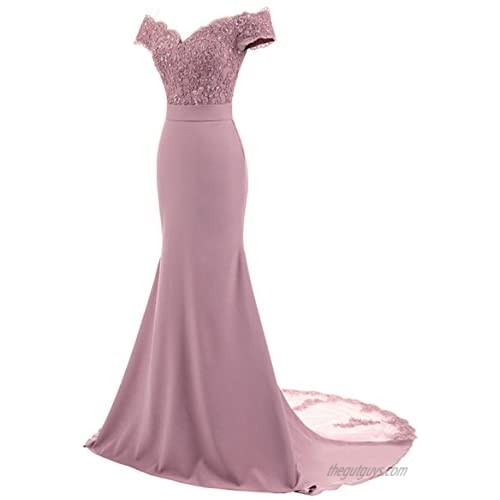 Fitty Lell Women's Sweetheart Mermaid Bridesmaid Dress Off The Shoulder Long Evening Dress