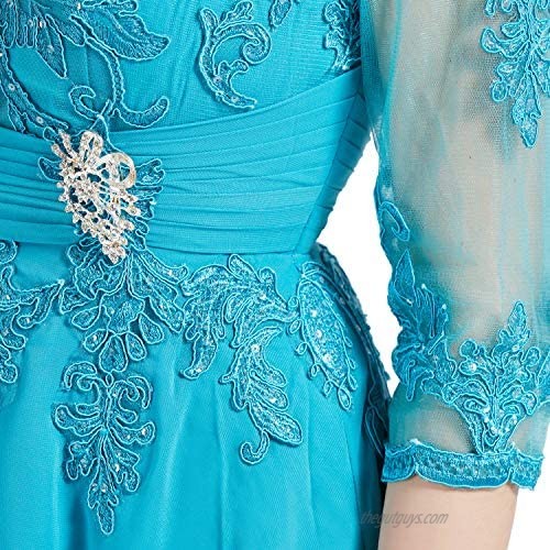 MACloth Women 3/4 Sleeves Mother of The Bride Dresses Wedding Party Formal Gown