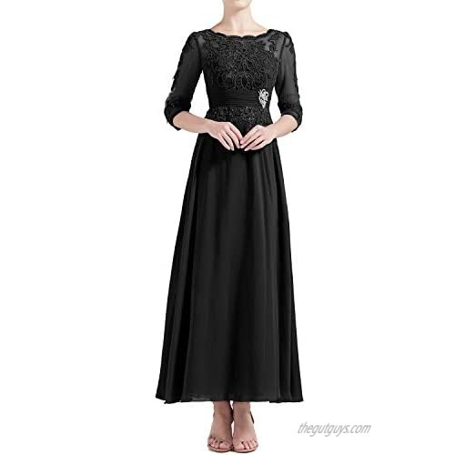 MACloth Women 3/4 Sleeves Mother of The Bride Dresses Wedding Party Formal Gown
