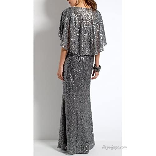 OYISHA Womens Long Elegant Evening Dresses Sequins Formal Dress with Sleeve SQ30