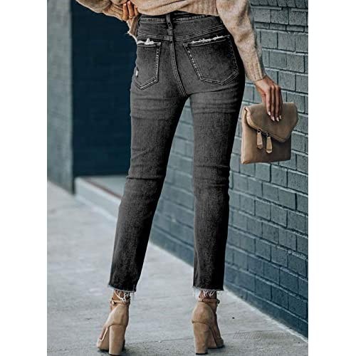 Astylish Women's High Waisted Denim Jeans Stretchy Comfy Button Fly Pants Skinny Trousers