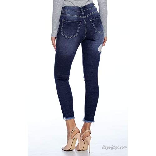 ICONICC Women's Butt Lifting Skinny Jeans Destroyed and Ripped Stretch Denim