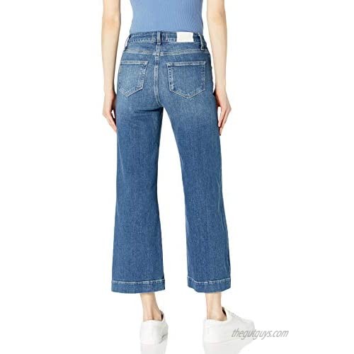 PAIGE Women's Anessa Vintage High Rise Exposed Button Fly + Pork Chop Pocket Wide Leg Jean