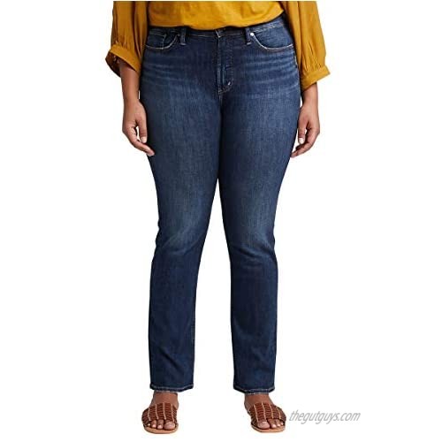 Silver Jeans Co. Women's Plus Size Calley Curvy Fit Super High Rise Straight Leg Jeans
