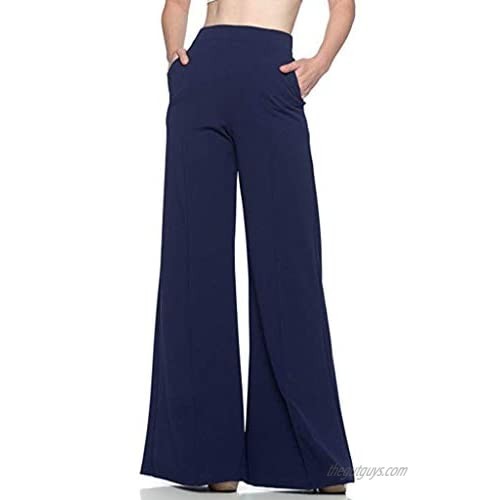 aihihe Palazzo Pants for Women Wide Leg Pants High Waisted Elegant Trouser Solid Casual Comfy Pants for Work Business