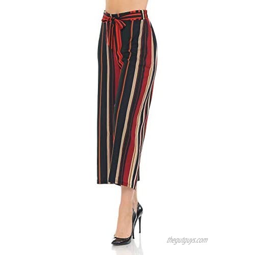 Auliné Collection Womens Wide Leg High Waisted Cropped Palazzo Pants Culottes