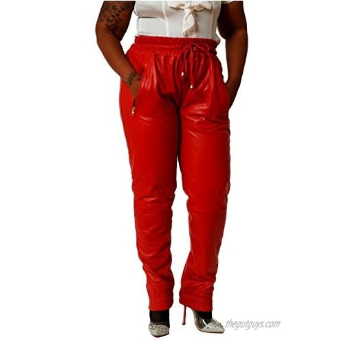 CD D C Womens Leather Sweat Pants/Joggers Relaxed