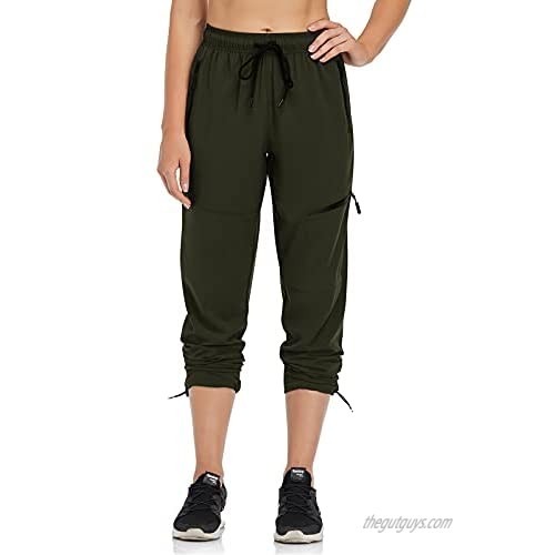 Inno Women's Cargo Hiking Pants Lightweight Quick Dry Drawstring Outdoor Pants with 4 Zipper Pockets UPF 50