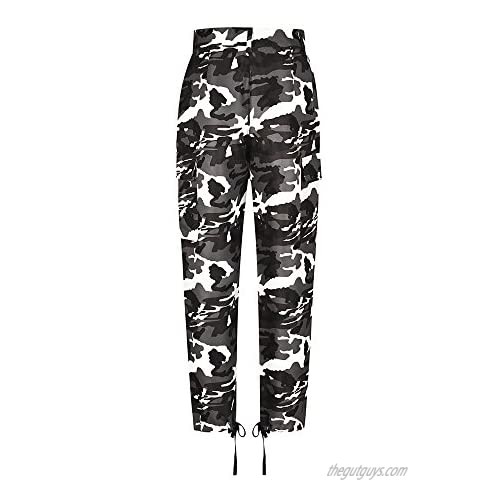 Kaitobe Women's High Rise Camoflage Camo Pants Casual Jogger Trousers Outdoor Cargo Sweatpants with Belt Pockets