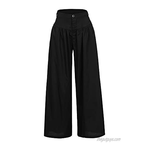 OTTATAT Pants for Women Sexy Waist Wide Leg Flowy Pants Women Casual Summer Long Loose Yoga Pants 2019