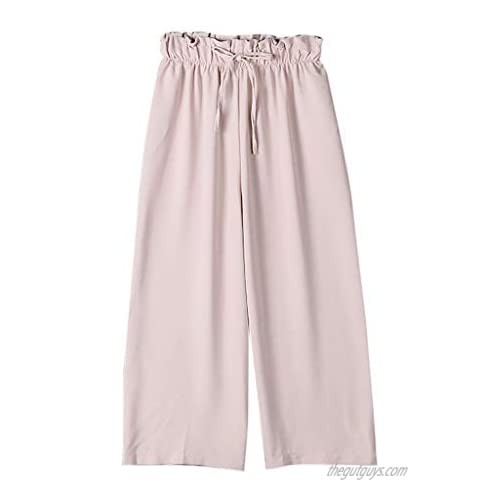 Pants Mikey Store  Women Summer Casual Solid Bow Tie Elastic Waist Ankle Long