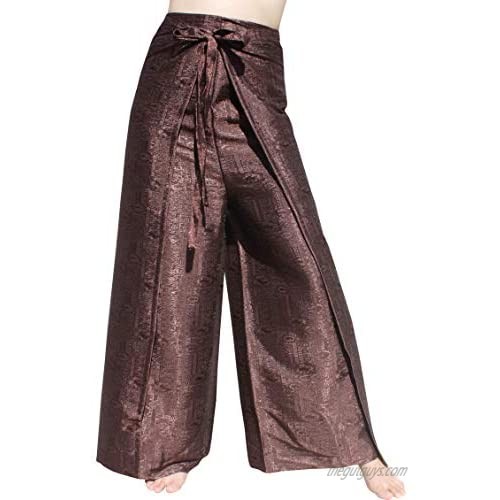 RaanPahMuang Brand Geometric Thick Textured Silk Drive In Wrap Pants