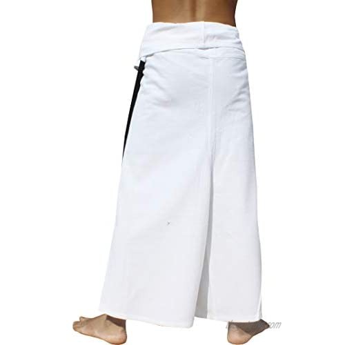 RaanPahMuang Thick Cotton Two Color Asian Zen Symbol Samurai Pants