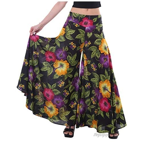 Tropic Bliss Colorful Wide-Leg Palazzo Pants for Women Fair Trade Boho Hippie Style Skirt Pant