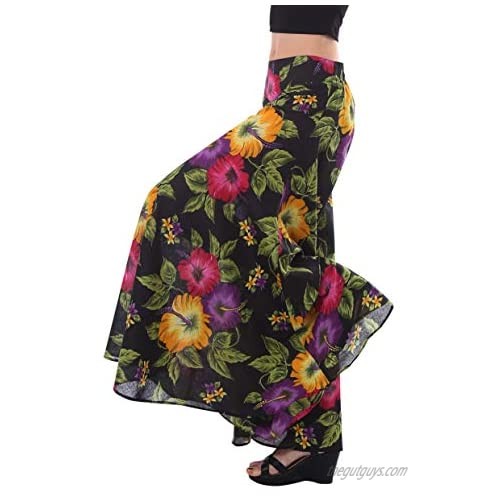 Tropic Bliss Colorful Wide-Leg Palazzo Pants for Women  Fair Trade  Boho Hippie Style Skirt Pant
