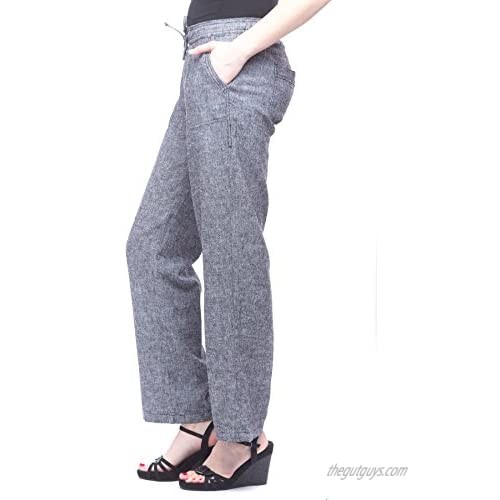 Alki'i Missy Women's Wide Bottom Linen Pants with Pockets