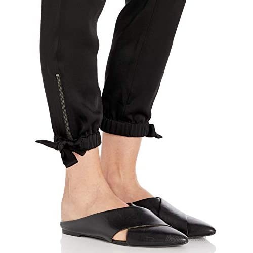 HALSTON Women's Slim Fit Ankle Tie Satin Pants