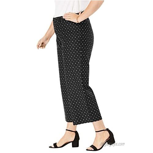 Jessica London Women's Plus Size Wide-Leg Stretch Poplin Crop Pant Pants