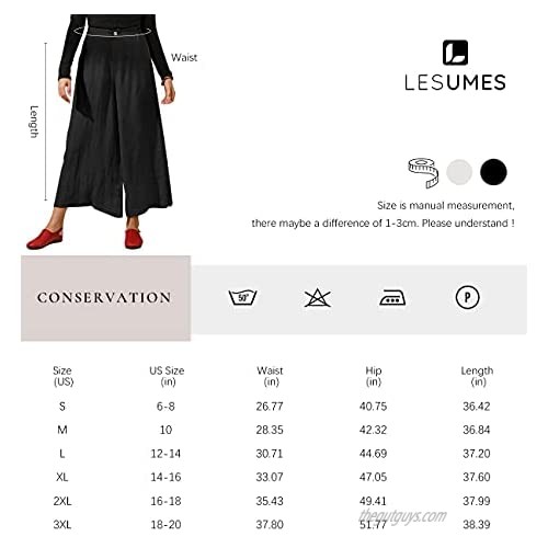Les umes Womens Casual Linen Elastic Waist Relaxed Trousers Cropped Wide Leg Culottes Pants US 6-20