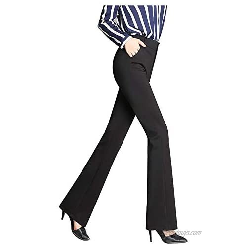 Maryia Skinny Dress Pants for Women Flare Leg Dress Pant Petite Regular Fit Trousers Modern Stretch Bootcut Pant