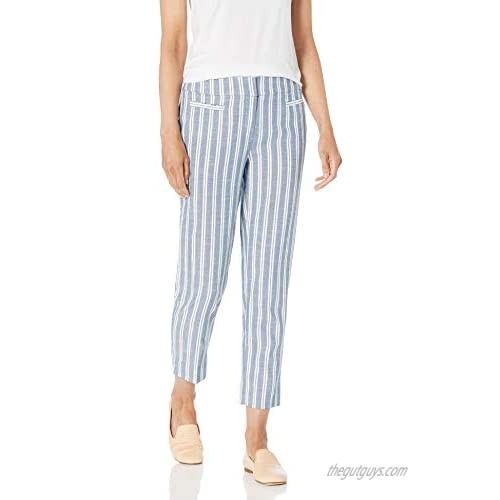 NINE WEST Women's Stripe Ankle Pant with Front Pockets and Side Slit Detail