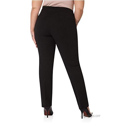 Rekucci Curvy Woman Secret Figure Knit Plus Size Straight Pant w/Tummy Control