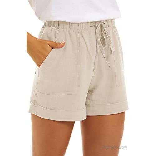 SWEET POISON Womens Shorts Summer Casual Drawstring Elastic Waist Cotton/Denim Comfy Short with Pockets