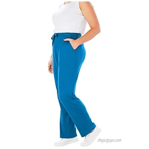 Woman Within Women's Plus Size Petite Sport Knit Straight Leg Pant - 5X Vibrant Blue