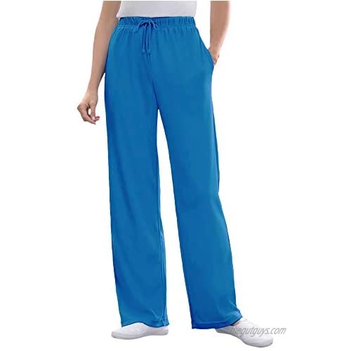 Woman Within Women's Plus Size Petite Sport Knit Straight Leg Pant - 5X  Vibrant Blue