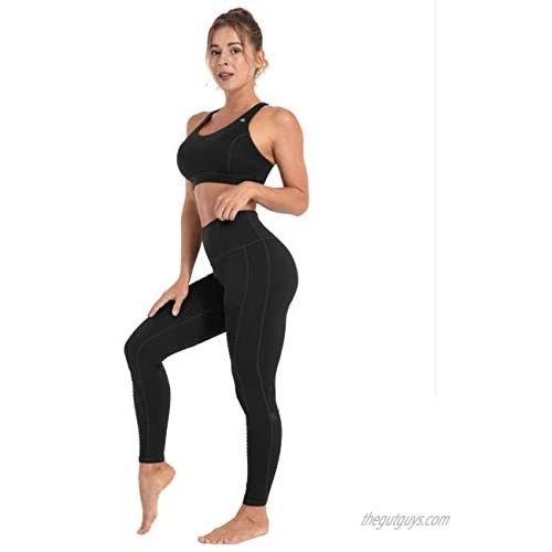 Hopgo Women's High Waist Moto Leggings Workout Training Legging Stretch 7/8 Skinny Yoga Pants Inner Pocket