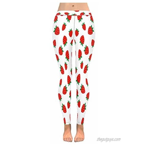 InterestPrint Strawberry Watermelon Lemon Bananas Stretchy Capri Leggings Skinny Yoga Pants Regular & Plus Sizes 2XS-5XL