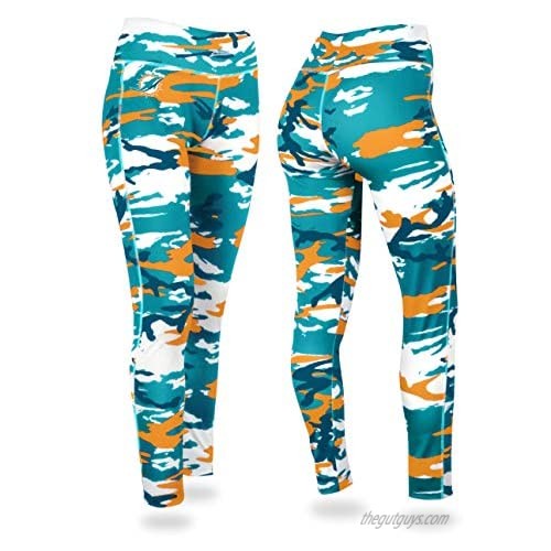 NFL Miami Dolphins Women's Camo Leggings  Blue/Orange  Large