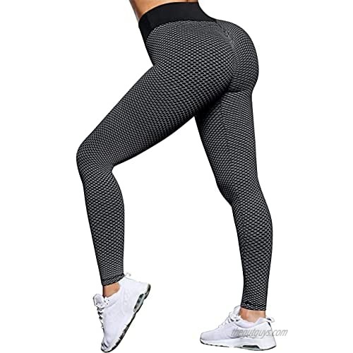 OYS Seamless Butt Lift Leggings for Women Yoga High Waisted Tummy Control Bubble Textured Workout Slimming Tights