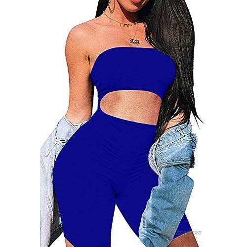 LCNBA Women's Sexy Bodycon Strapless Romper Jumpsuit Catsuit Shorts Club Party Outfit
