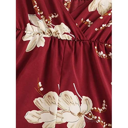 SheIn Women's Floral Print Sleeveless Romper Spaghetti Strap Short Cami Jumpsuit