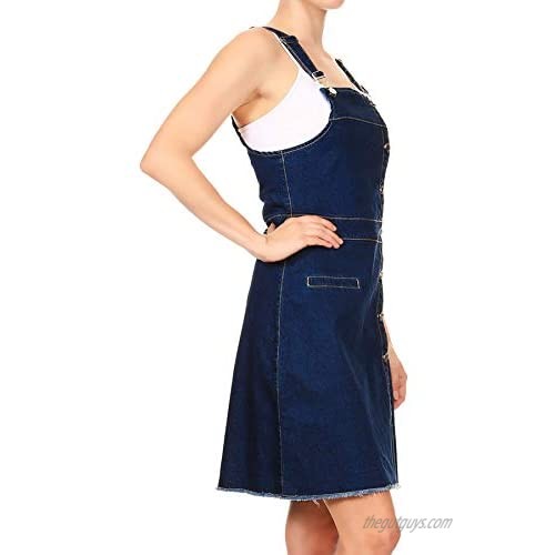 Anna-Kaci Womens 90s Fashion Adjustable Strap Denim Jean Overall Dress