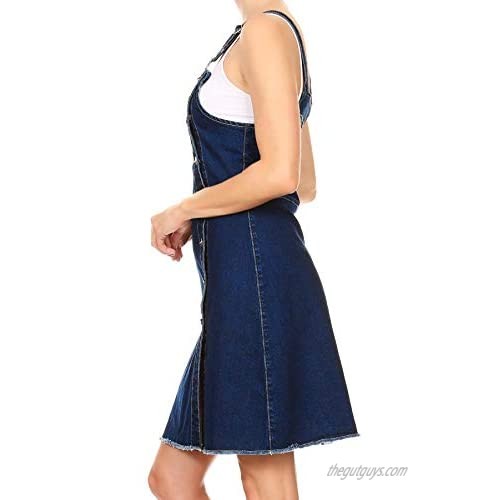 Anna-Kaci Womens 90s Fashion Adjustable Strap Denim Jean Overall Dress