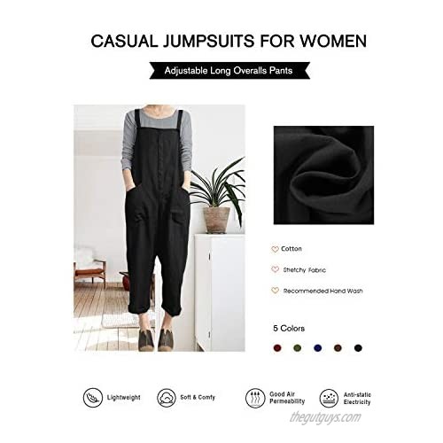 Celmia Women's Strappy Jumpsuits Overalls Casual Harem Pants Wide Leg Low Crotch Loose Trousers