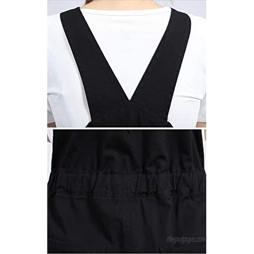 DISHANG Women's Casual Overalls Front Bib Straight Leg Jumpsuits with Pockets Pants