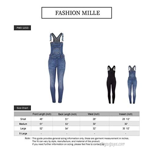 FashionMille Women Casual Blue Denim Jean Pocket Boyfriend Bib Overalls Jumpsuit