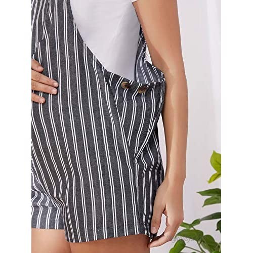 Floerns Women's Maternity Striped Print Overall Shorts Romper with Pocket